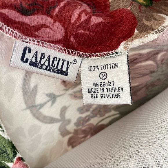 VTG 90s Capacity Knits Blazer Cardigan Floral Beige  Oversized Size Medium - Picture 12 of 16